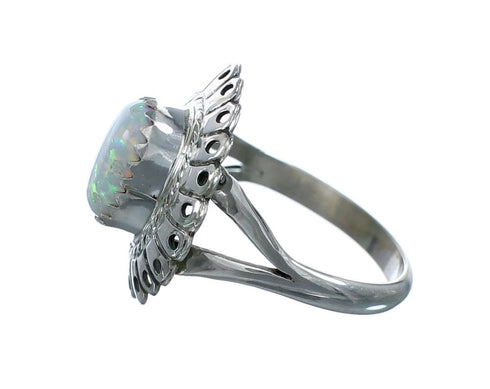 Native American Navajo Sterling Silver White Opal Ring Size 6-3/4 X10179